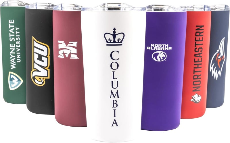 Decorvo Officially Licensed Collegiate Stainless Steel Tumbler - Double Walled Insulated Travel Tumbler with Slide Lid - 18 oz (Columbia) - Image 1